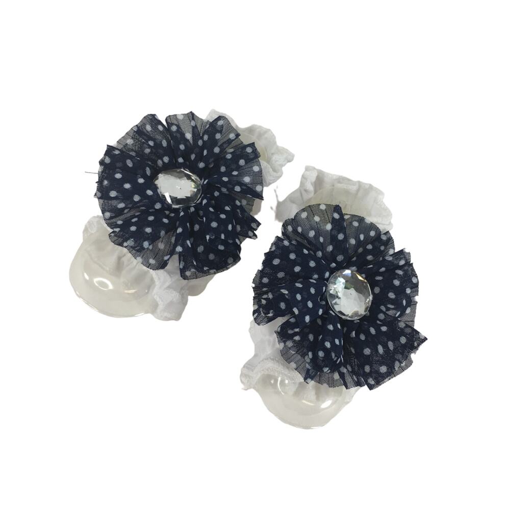 ToeBlooms Baby Barefoot Sandals Navy Polka Dot